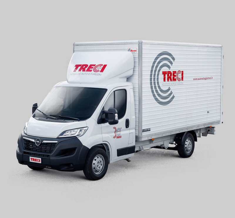 Furgone cassonato boxato in alluminio Opel Movano 